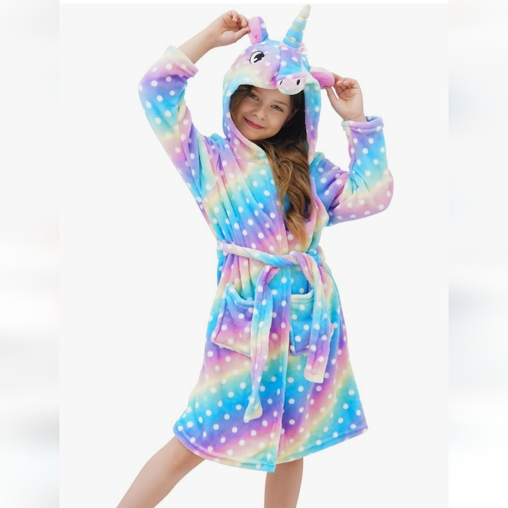 New Doctor Unicorn Fleece Hooded Robe